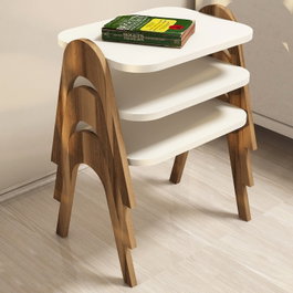 Hanah Home Paris Juego de Mesas Nido Nogal y Crema